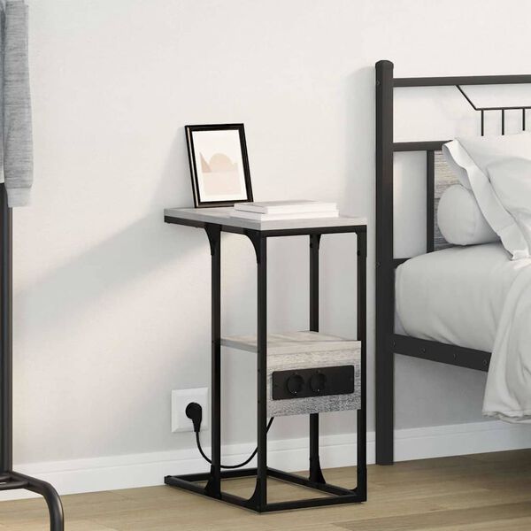 vidaXL Y&ouml;p&ouml;yt&auml;kaappi Harmaa sonoma 41.5 x 26 x 60.5 cm Tekninen puu