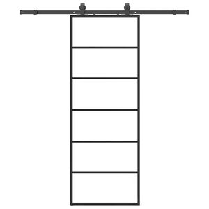 vidaXL Liukuovi asennustarvikkeilla musta 76x205 cm ESG lasi