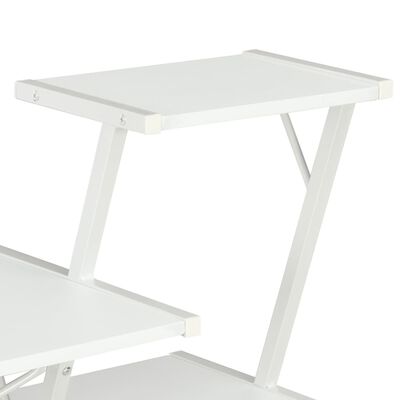 vidaXL Työpöytä hyllyllä valkoinen 116x50x93 cm