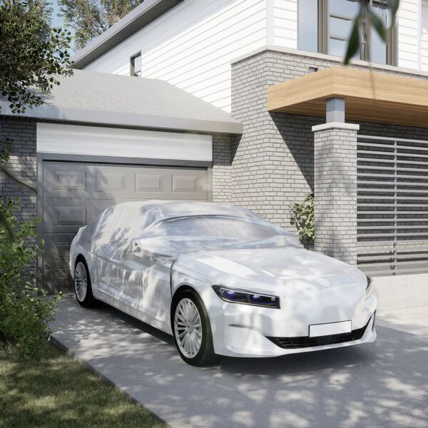 vidaXL Auton puolipeite koukuilla hopea XL