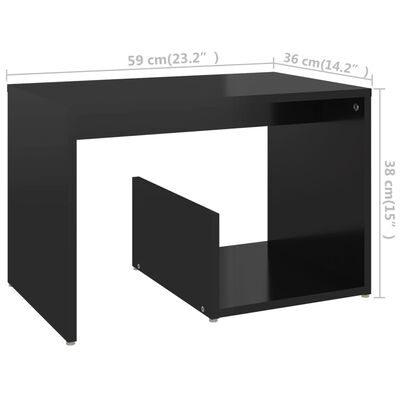 vidaXL Sivupöytä korkeakiilto musta 59x36x38 cm lastulevy