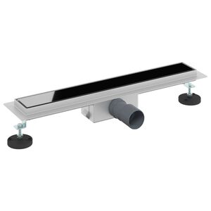 vidaXL Suihkuviem&auml;ri lasikannella Musta 50 cm Ruostumaton ter&auml;s 304