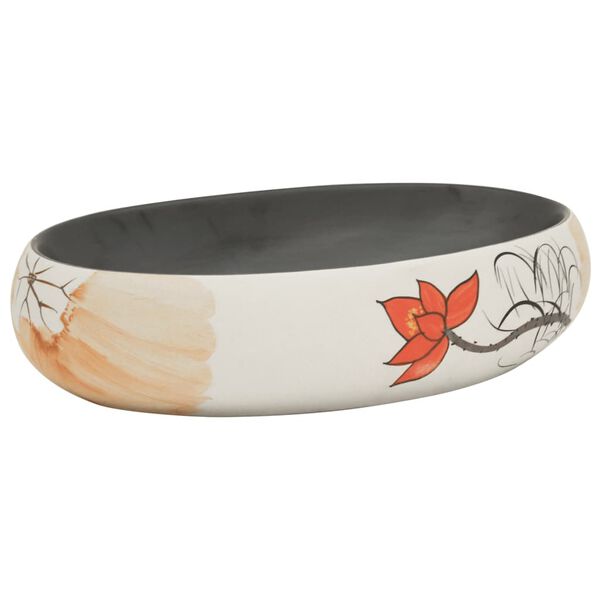 vidaXL Pesuallas työtasolle monivärinen ovaali 59x40x15 cm keraaminen