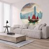 WallArt Tapetti ympyrä Skyline with Junk Boat 190 cm