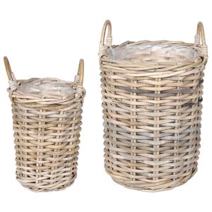vidaXL Ruukku kori s&auml;ilytystilassa 2 pcs Harmaa Kubu Rottinki