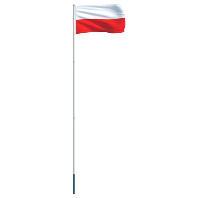 vidaXL Puolan lippu ja tanko alumiini 4 m