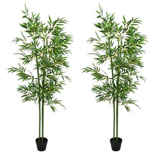 vidaXL Keinotekoinen bambupuu 2 kpl Vihre&auml; 60 x 18 x 190 cm