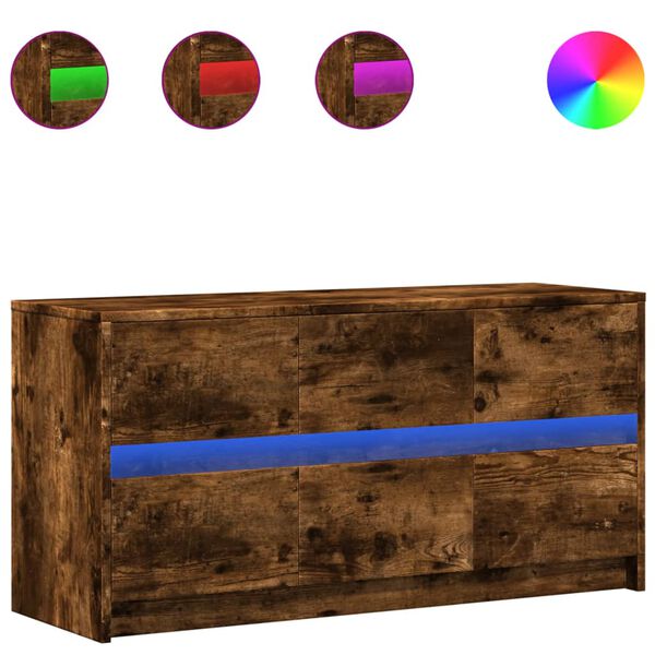 vidaXL TV-taso LED-valoilla savutammi 100x34x50 cm tekninen puu