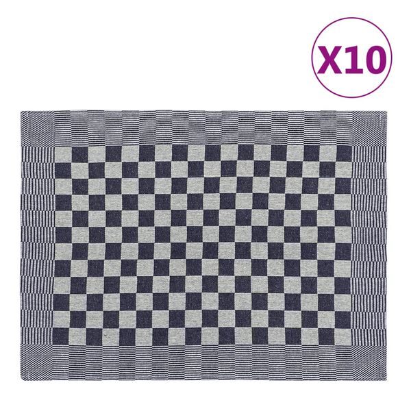 vidaXL Keitti&ouml;pyyhkeet 10 kpl sininen ja valkoinen 50x70 cm puuvilla