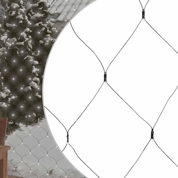 vidaXL Jouluvaloverkko kylmä valk. 3x3 m 306 LED-valoa ulos/sisälle