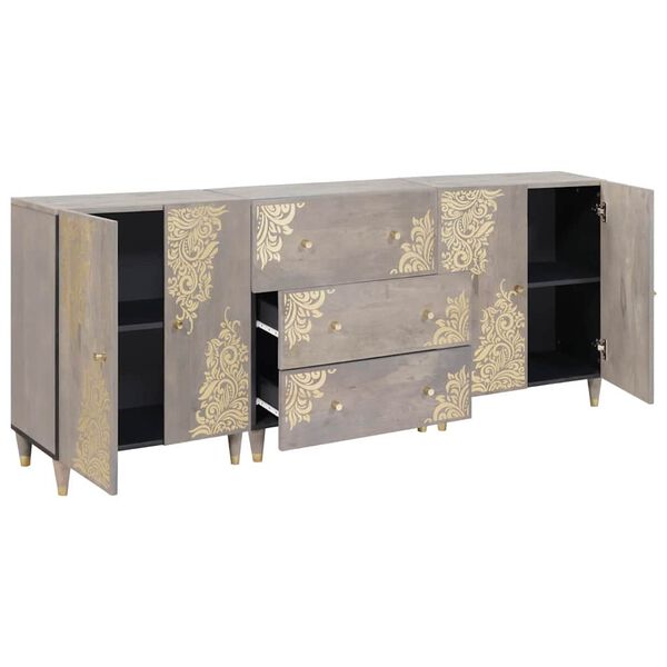 vidaXL Kylpyhuoneen kaappisetti 3 pcs Harmaa ja kulta 180 x 33 x 75 cm