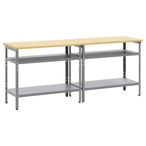 vidaXL Ty&ouml;p&ouml;yt&auml;setti 2 kpl Beige ja harmaa Jauhemaalattu Ter&auml;s