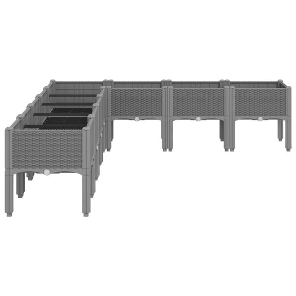 vidaXL Kukkalaatikko jaloilla vaaleanharmaa 200x160x42 cm PP