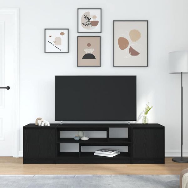 vidaXL TV-kaappi musta tammi 188,5x41x50 cm Engineered Wood