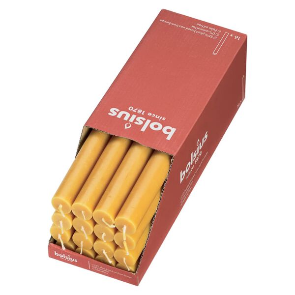 Bolsius P&ouml;yt&auml;kynttil&auml;t Shine 16 kpl 27 cm hunajakennon keltainen