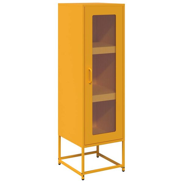 vidaXL Highboard Sinapinkeltainen 36x39x123 cm Kylm&auml;valssattu ter&auml;s