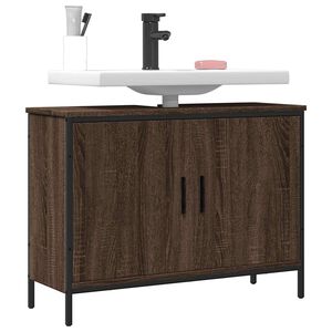 vidaXL Kylpyhuoneen pesuallaskaappi ruskea 80x30x60 cm tekninen puu