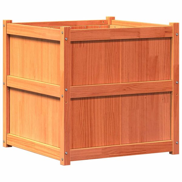 vidaXL Ulkokukkalaatikko vahanruskea 70x70x70 cm täysi mänty