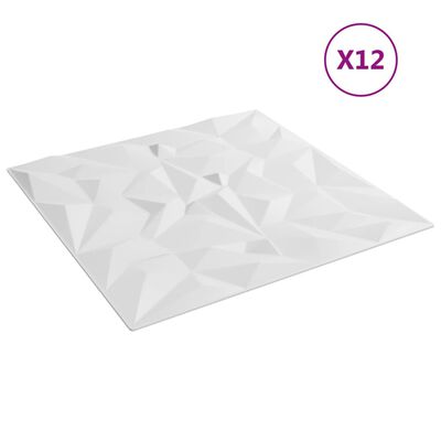 vidaXL Seinäpaneelit 12 kpl valkoinen 50x50 cm XPS 3 m² ametisti