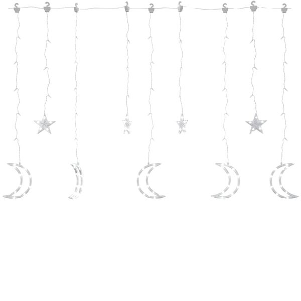 vidaXL Tähti ja kuu keijuvalot kaukosäädin 138xLED kylmä valkoinen