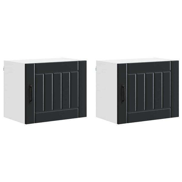 vidaXL Keitti&ouml;kaappi Lucca 2 pcs Musta 50 x 31 x 40 cm Tekninen puu