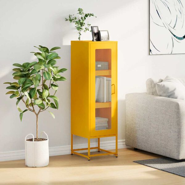 vidaXL Highboard Sinapinkeltainen 36x39x123 cm Kylm&auml;valssattu ter&auml;s