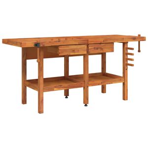 vidaXL Ty&ouml;penkki ruuvipuristimilla 192x62x83 cm t&auml;ysi akasiapuu
