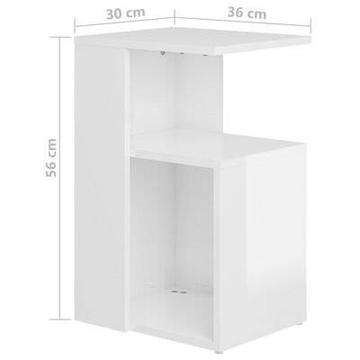 vidaXL Sivupöytä korkeakiilto valkoinen 36x30x56 cm tekninen puu