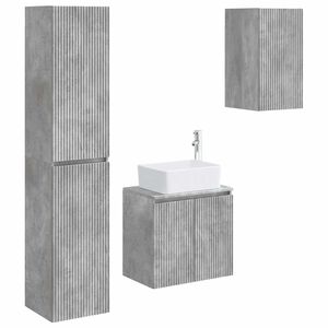 vidaXL Kylpyhuonekalustesetti 3 kpl Betoninharmaa 33 x 34,5 x 160 cm