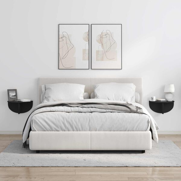 vidaXL Sein&auml;hylly 2 pcs Musta 38 x 19 x 19 cm Tekninen puu