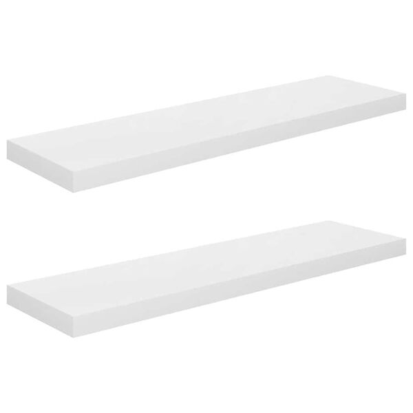 vidaXL Kelluvat sein&auml;hyllyt 2kpl korkeakiilto valk. 90x23,5x3,8 cm MDF
