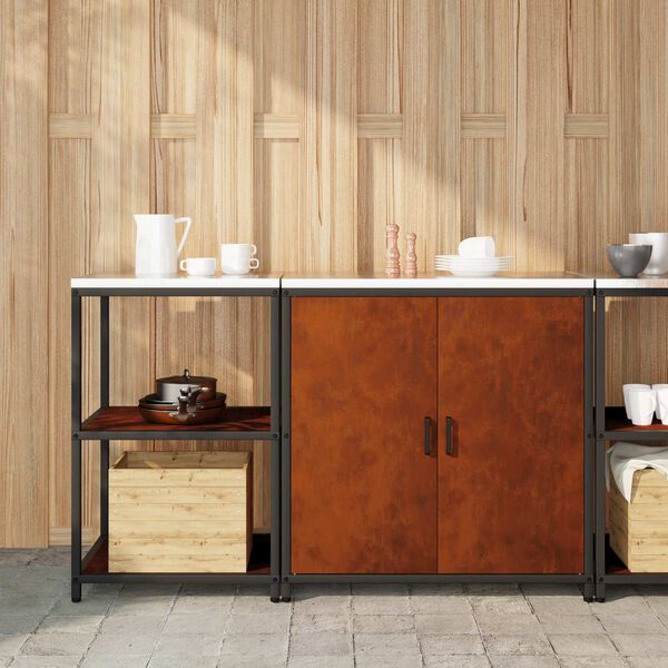 vidaXL Keitti&ouml;n s&auml;ilytyssarja hyllyll&auml; 2 pcs Ruosteinen Kulunut Ter&auml;s