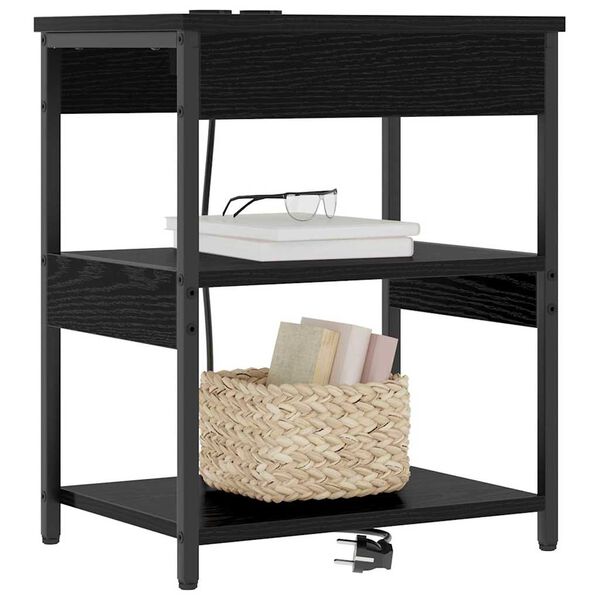 vidaXL Y&ouml;p&ouml;yt&auml;kaappi Musta tammi. 41 x 31 x 51 cm Tekninen puu