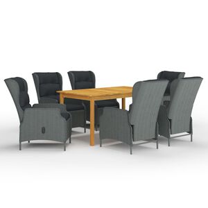 vidaXL 7-osainen Puutarhan ruokailuryhm&auml; vaaleanharmaa