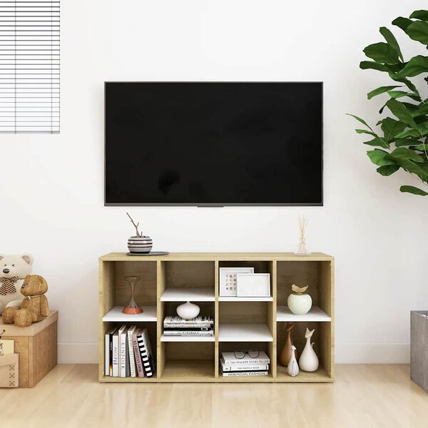 vidaXL Kenkien säilytyspenkki valk/Sonoma 103x30x55 cm tekninen puu