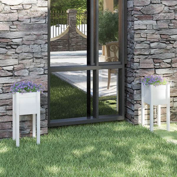 vidaXL Puutarhan kukkalaatikot 2 kpl valkoinen 31x31x70 cm täysi mänty