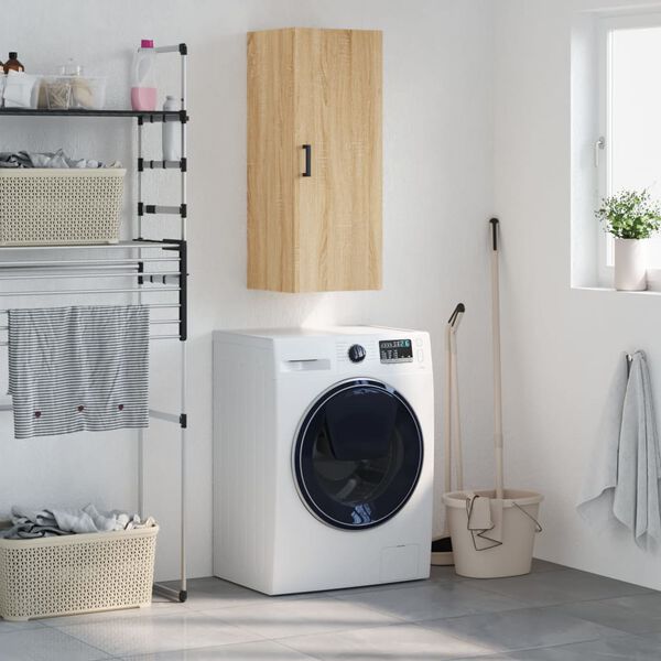 vidaXL Seinäkiinnitettävä kaappi Sonoma-tammi 34,5x34x90 cm