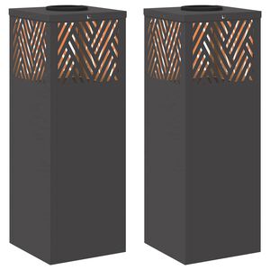 vidaXL Aurinko LED-polkuvalo 2 pcs Musta Kylm&auml;valssattu ter&auml;s