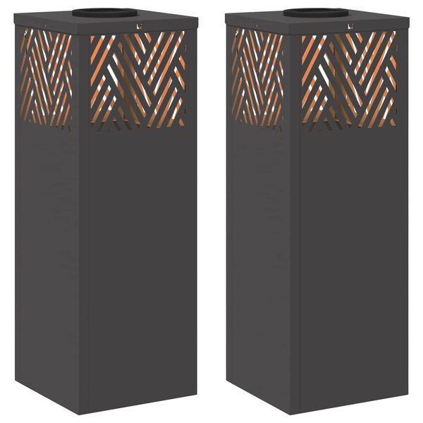 vidaXL Aurinko LED-polkuvalo 2 pcs Musta Kylm&auml;valssattu ter&auml;s