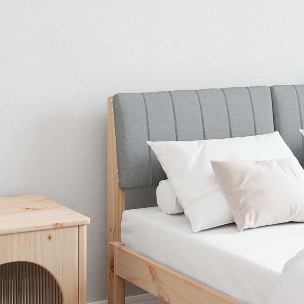 vidaXL Verhoiltu sängynpääty Vaaleanharmaa 120 cm Massiivinen mänty