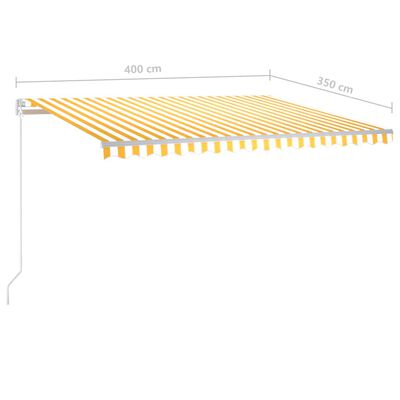 vidaXL Sisäänkelattava markiisi LED/tuulisensori 4x3,5m keltavalkoinen
