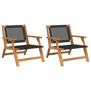 vidaXL Puutarhakalusteet 2 pcs Musta 67 x 78 x 73 cm Täysi Akaasiapuu