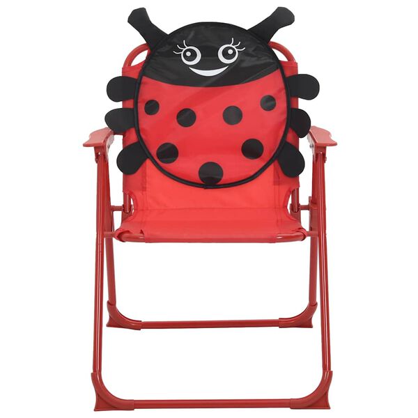 vidaXL 3-osainen Lasten Puutarhan Bistrosarja aurinkovarjolla punainen