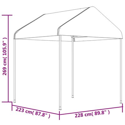 vidaXL Huvimaja katolla valkoinen 2,28x2,23x2,69 m polyeteeni