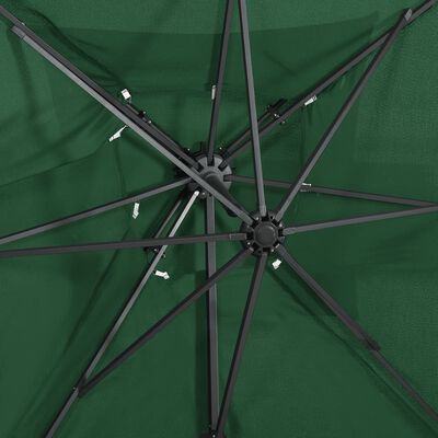 vidaXL Riippuva aurinkovarjo tuplakatolla vihreä 250x250 cm