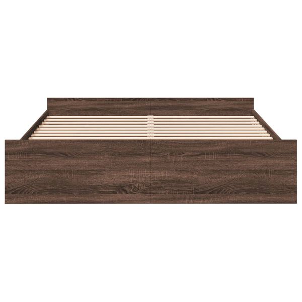 vidaXL Sängynrunko laatikoilla ruskea tammi 200x200 cm tekninen puu