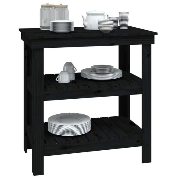 vidaXL Työpenkki musta 78,5x50x80 cm täysi mänty