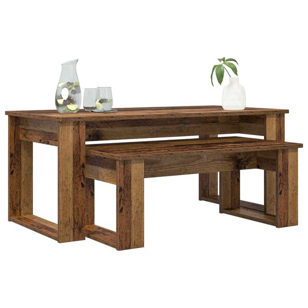 vidaXL Kahvip&ouml;yt&auml;setti 2 pcs Vanha puu Tekninen puu