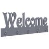 vidaXL Sein&auml;lle kiinnitett&auml;v&auml; naulakko WELCOME harmaa 74x29,5 cm
