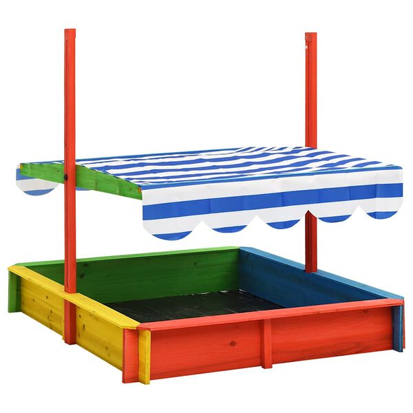 vidaXL Hiekkalaatikko s&auml;&auml;dett&auml;v&auml;ll&auml; katolla kuusi moniv&auml;rinen UV50